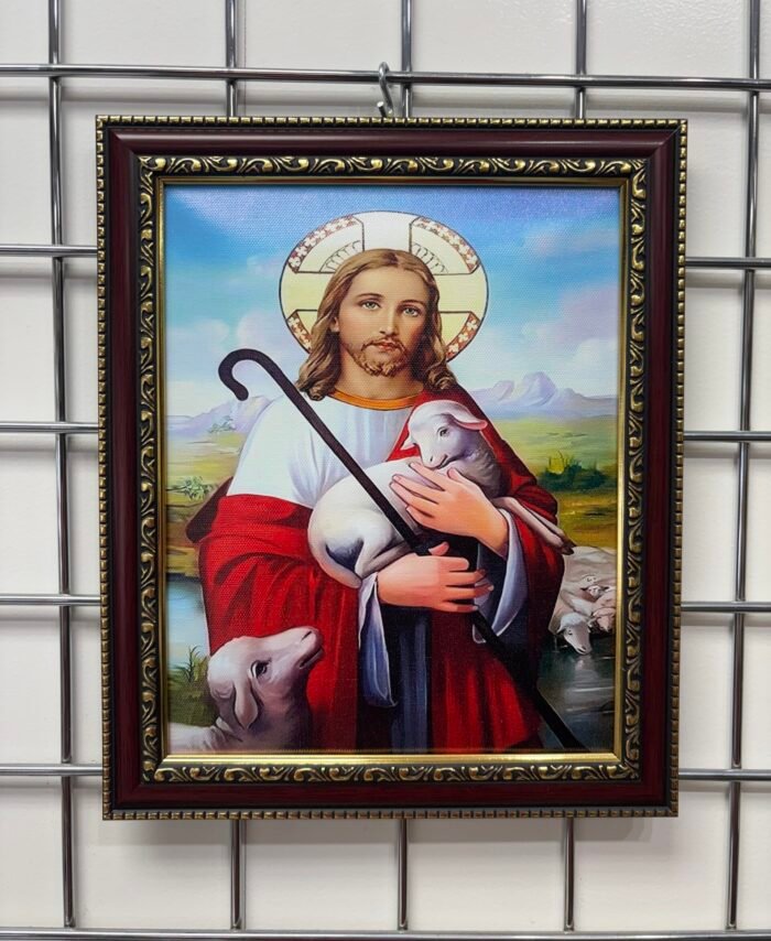 The Good Shepherd - Unique Printed Fabric with Frame